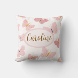 Almofada Travesseiro Personalizado Nome Borboleta Rosa