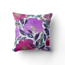 travesseiro pintado mão das flores da aguarela