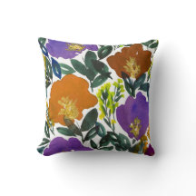 travesseiro pintado mão das flores da aguarela