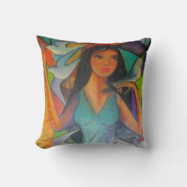 Almofada Travesseiro, pintura em vitral mulher bonita