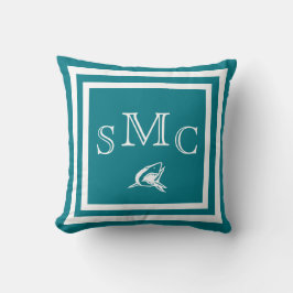 Almofada TRAVESSEIRO plano de Shark Azul Sólido MONOGRAM