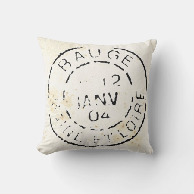 Almofada Travesseiro postal francês Vintage (Antigo Postmar (Frente)
