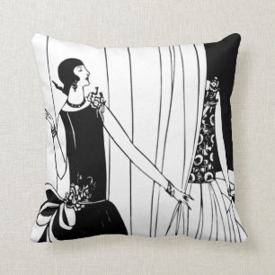 Almofada Travesseiro preto/branco do art deco do Flapper