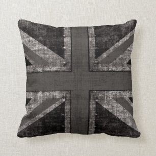 Almofada Travesseiro preto & branco do grunge de Union Jack