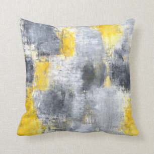 Almofada Travesseiro preto e amarelo da "ideia" da arte