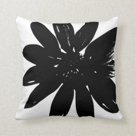 Almofada Travesseiro preto e branco da flor