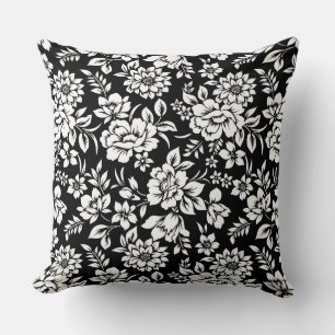 Almofada Travesseiro Preto e Branco Floral