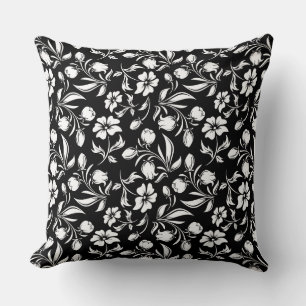 Almofada Travesseiro Preto e Branco Floral