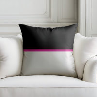 Travesseiro preto e branco simples com faixa rosa 