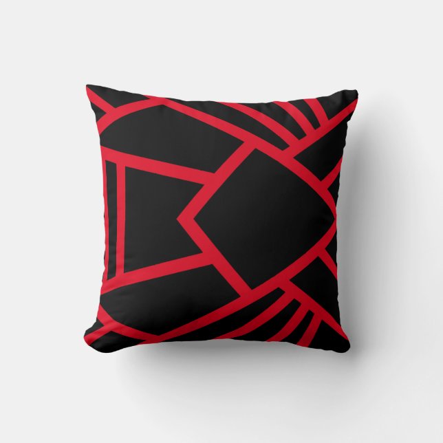 Almofada Travesseiro preto e vermelho estilo geométrico abs (Frente)