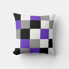 Almofada Travesseiro preto, roxo, cinza e branco com verifi