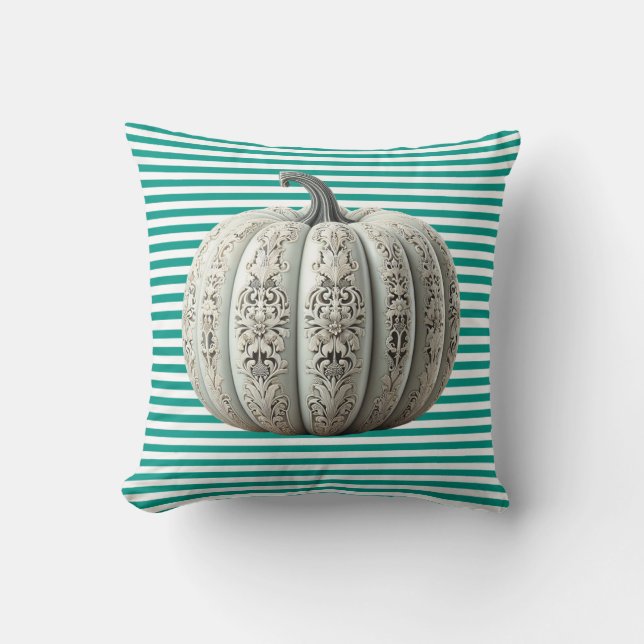 Almofada Travesseiro Pumpkin Branco ornamentado (Frente)