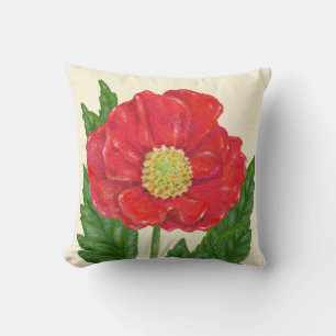 Almofada travesseiro quadrado de Red Poppy