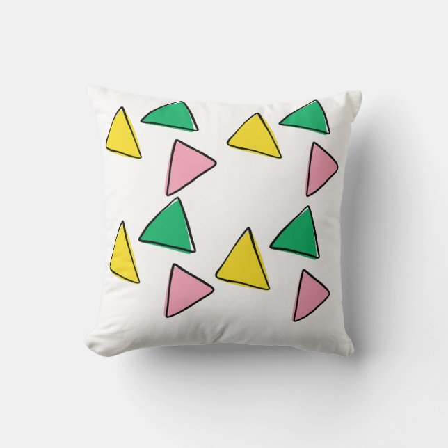 Almofada Travesseiro Quadrado de Triângulo Colorido - Moder (Frente)