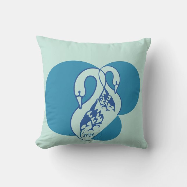 Almofada Travesseiro quadrado do Love & Swans (Frente)