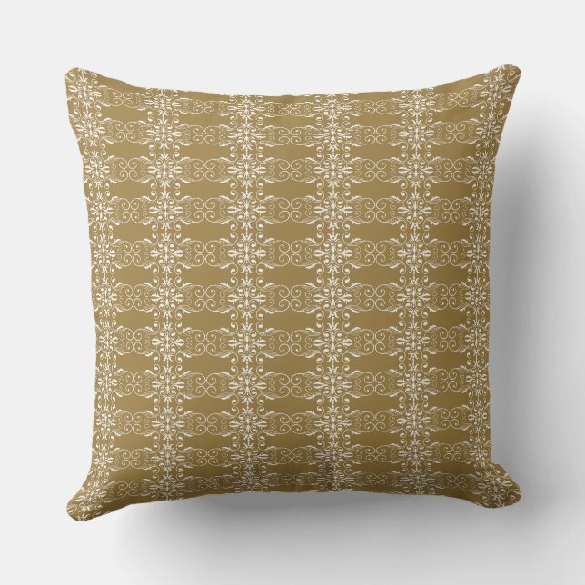 Almofada Travesseiro Quadrado Ornamental Dourado Clássico (Verso)