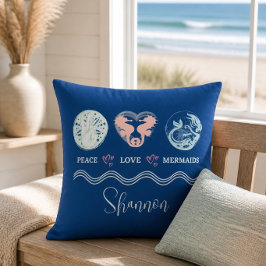 Almofada Travesseiro Quadrado Personalizado Peace Love Merm
