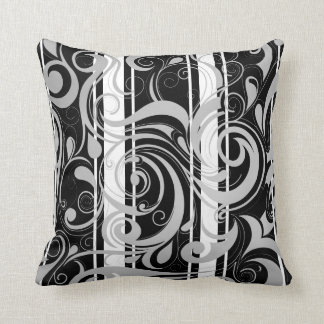 Almofada Travesseiro Quadrado Preto Branco Floral Redemoinh