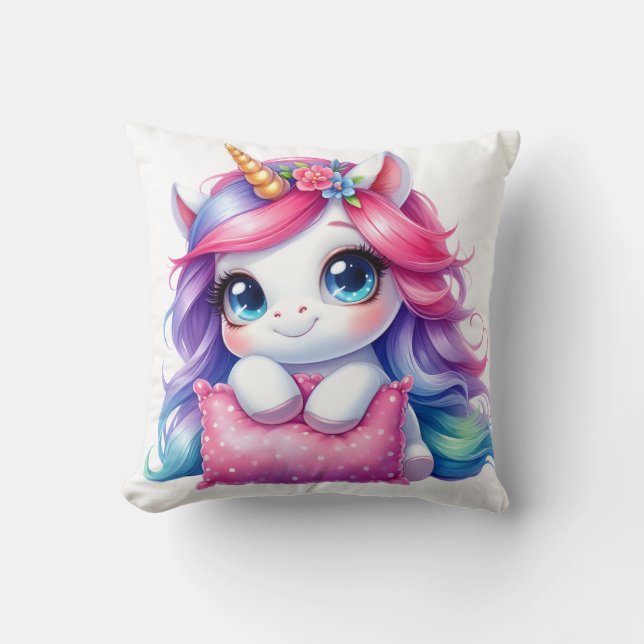 Almofada Travesseiro Rainbow Unicorn Hugging (Frente)