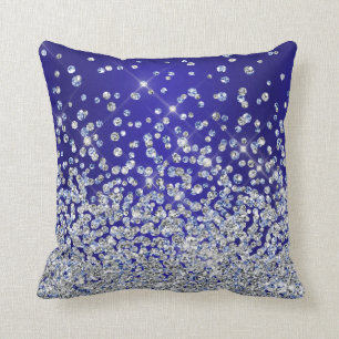 Almofada Travesseiro Real Azul Prata Bonito Sparkle MoJo