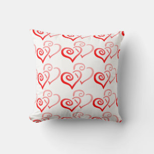 Almofada Travesseiro Red Swirly Hearts