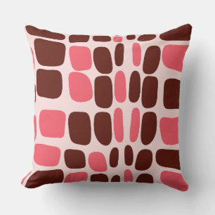 Almofada Travesseiro Retrô Mod Rosa e Chocolate Geométrico