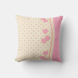 Almofada Travesseiro Reversible Pink and White Eyelet Heart