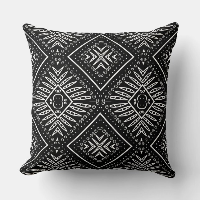 Almofada Travesseiro Reversível Afro-Negro/Branco Aztec Imp (Frente)