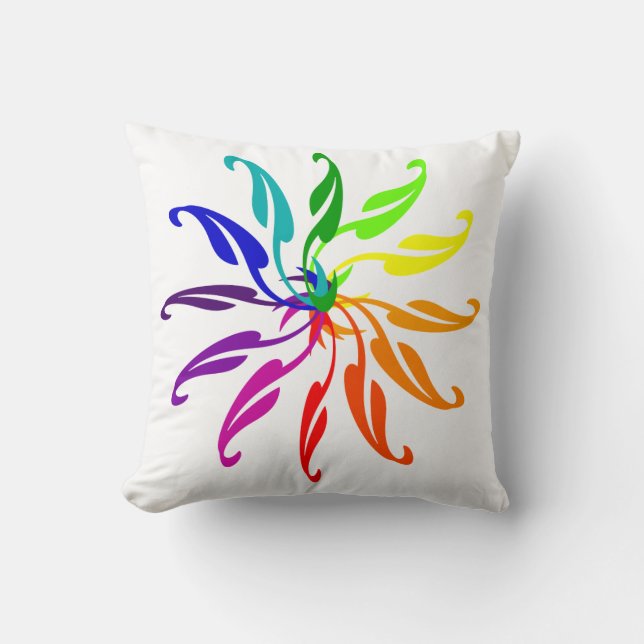 Almofada Travesseiro - Rodas de Cores Folhas em Branco (Frente)
