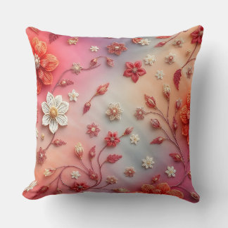 Almofada Travesseiro Romântico com Estampa e Floral Bordado