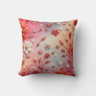 Almofada Travesseiro Romântico com Estampa Floral Bordada