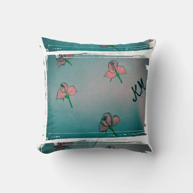 Almofada travesseiro rosa aqua (Frente)