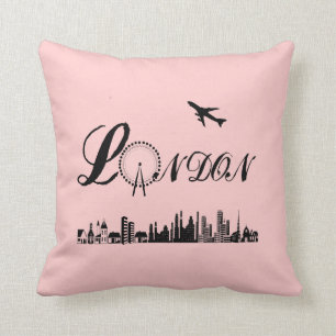 Almofada Travesseiro Rosa/Cushion de Tema Britânico de Lon