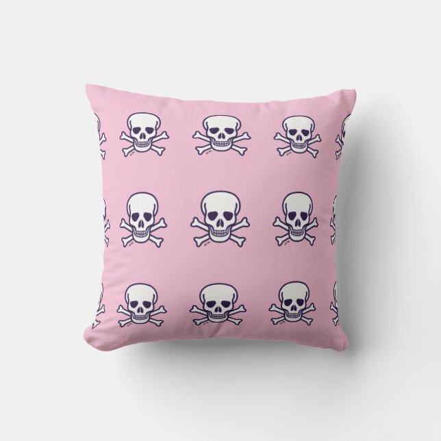Almofada Travesseiro rosa Skull n Bones (Frente)