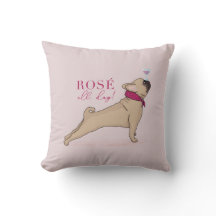 Travesseiro Rosé do buldogue francês o dia inteiro