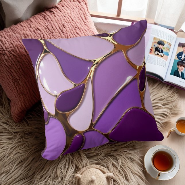 Almofada Travesseiro Roxo e Dourado Elegante (Criador carregado)