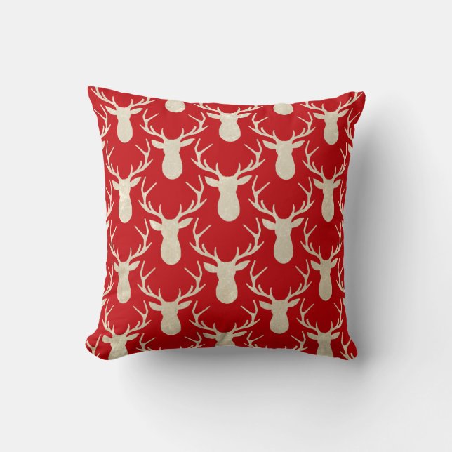 Almofada Travesseiro Rustic Antler Deer Woodland (Frente)