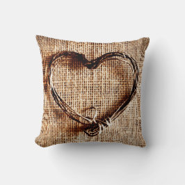 Almofada Travesseiro Rustic Twine Heart Faux Burlap Jute Co