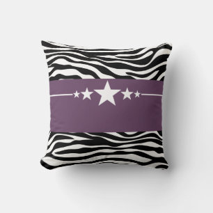 Almofada Travesseiro Sassy roxo da zebra da estrela