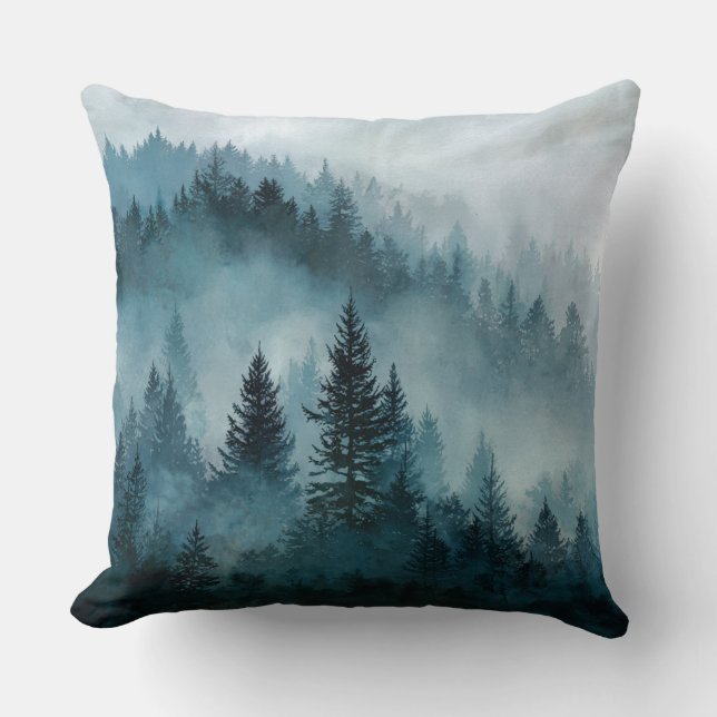 Almofada Travesseiro Serenidade Floresta Azul Mística (Frente)