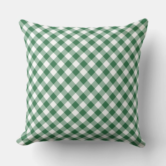 Almofada Travesseiro Shamrock Green e White Check Gingham (Frente)