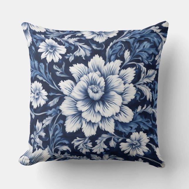 Almofada travesseiro sinfonia flor cobalt (Frente)