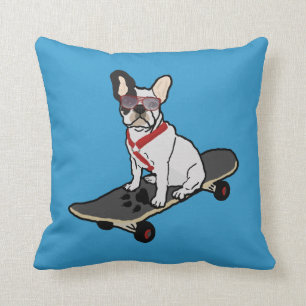 Almofada Travesseiro Skateboarding do cão do buldogue