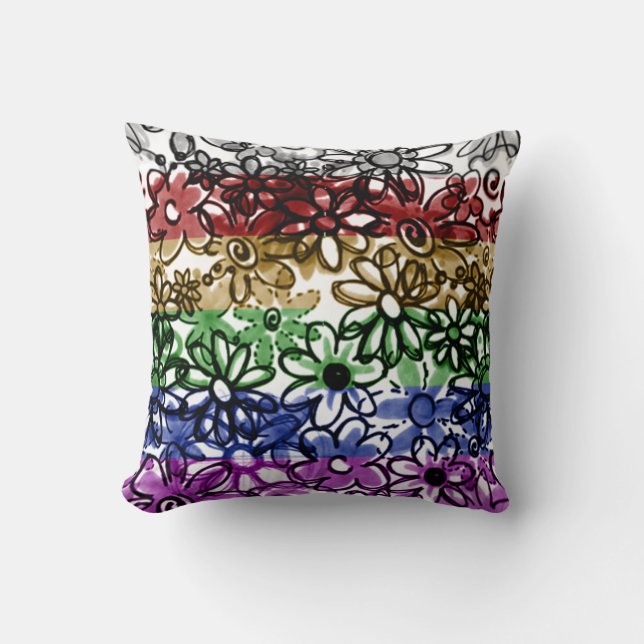 Almofada Travesseiro Sketchy Blooms (Frente)