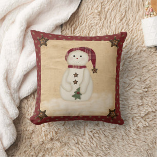 Almofada Travesseiro Snowman Prim Country