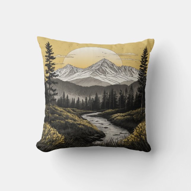 Almofada Travesseiro suave com Design de Cordilheira Majest (Frente)