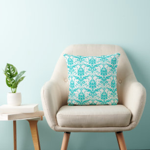 Almofada Travesseiro Teal Damask