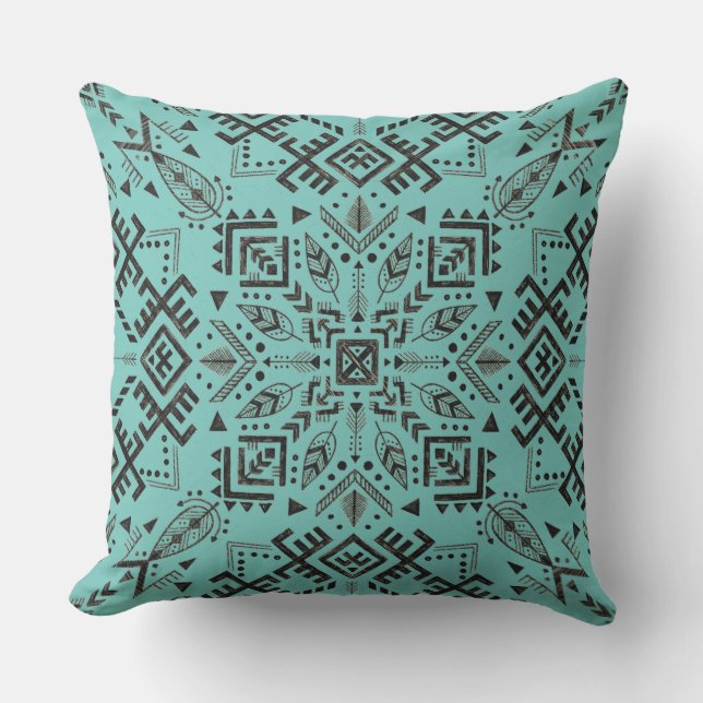 Almofada Travesseiro Teal Green Mandala (Frente)