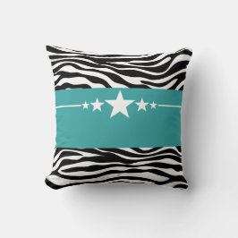 Almofada Travesseiro Teal Sassy Star Zebra