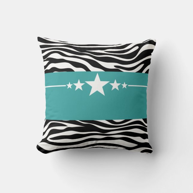 Almofada Travesseiro Teal Sassy Star Zebra (Frente)